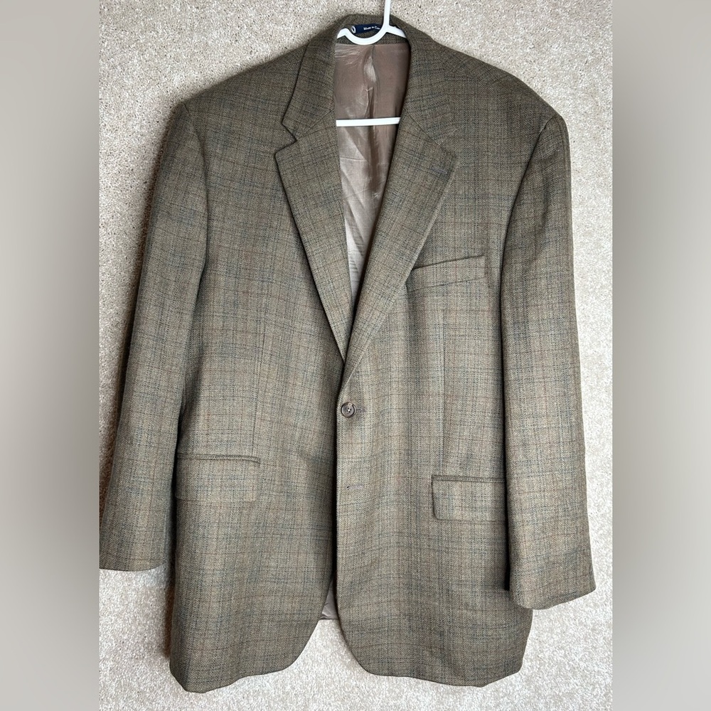 Vtg Ralph Lauren chaps brown wool herringbone tweed sports coat blazer 46R